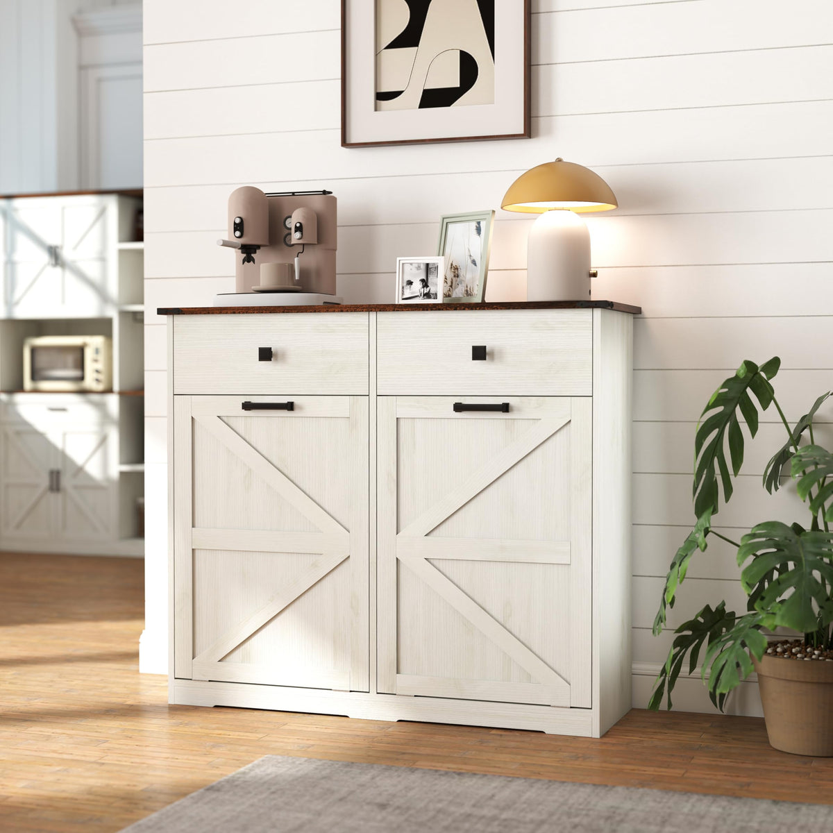 Double Tilt Out Trash Cabinet with Hideaway Drawer O14985