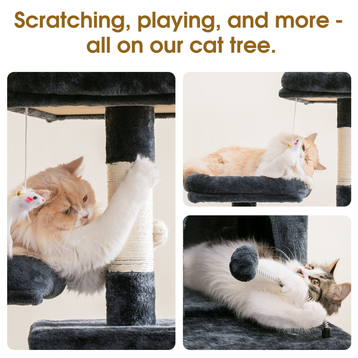 70.1-Inch Multi-Level Plush Cat Tree with Hammock M15371