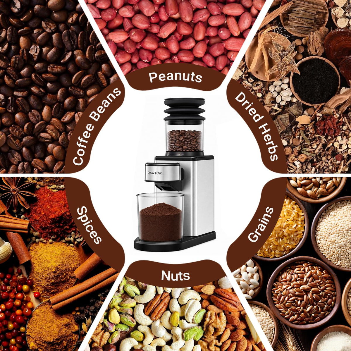 Conical Burr Coffee Bean Grinder, 25 Precise Settings, Anti-Static L43048
