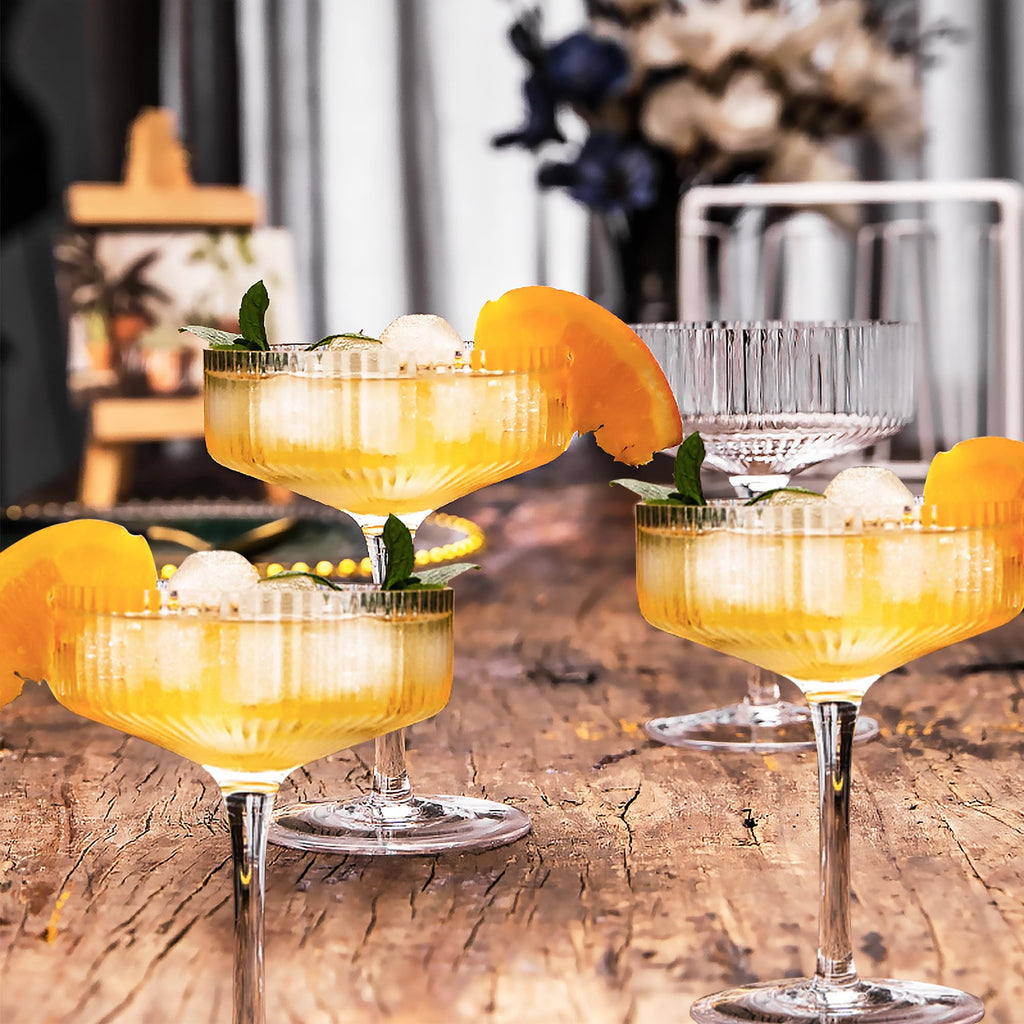 Champagne Coupe Glasses Set of 6, 8 oz Crystal Cocktail Glassware R883010