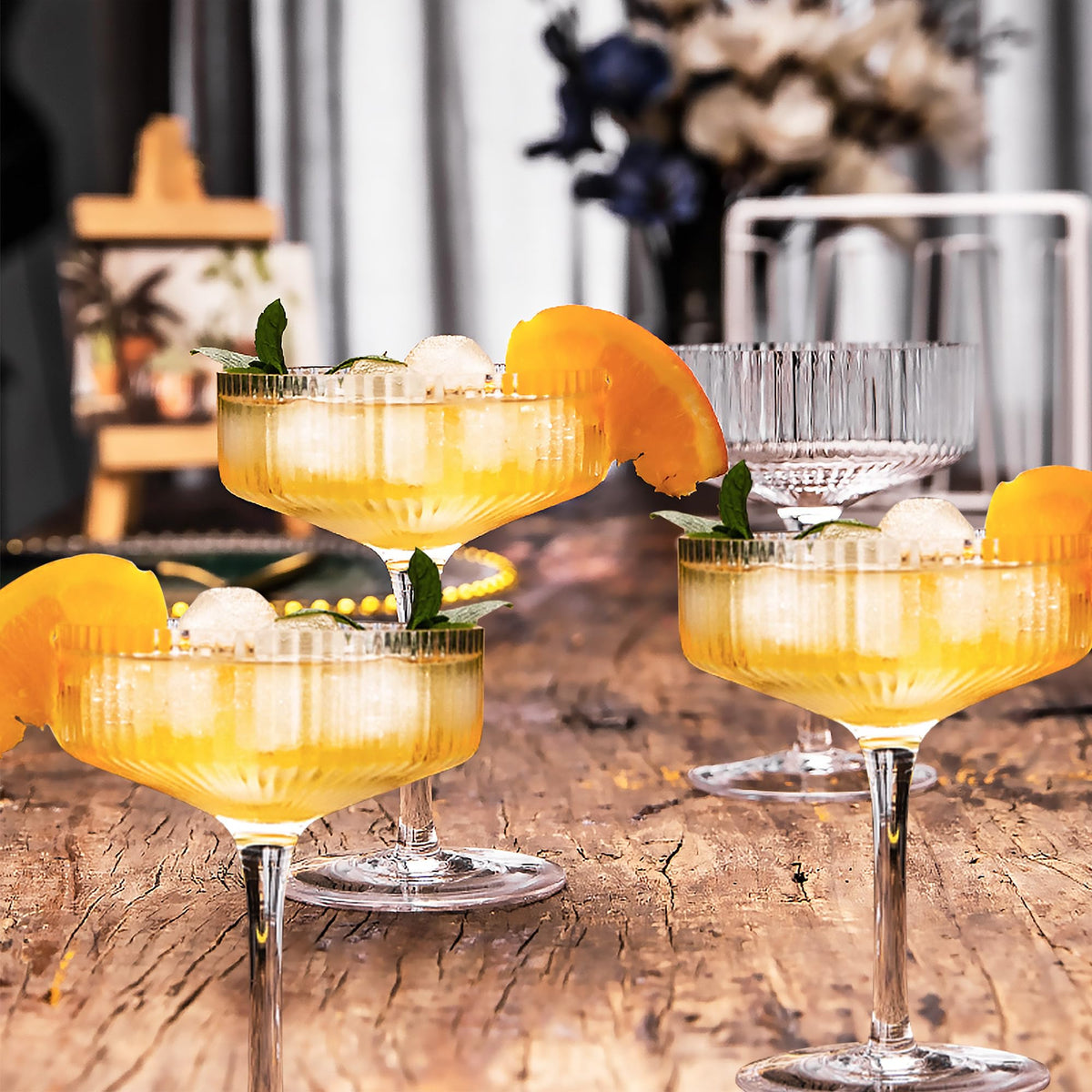 Champagne Coupe Glasses Set of 6, 8 oz Crystal Cocktail Glassware R883010