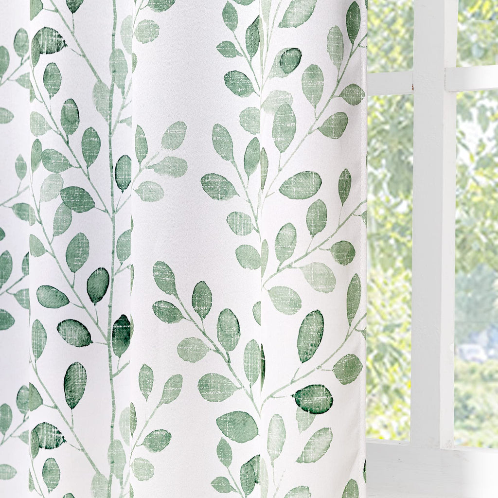 Green Leaf Curtains 84 Inch Length Grommet 2 Pcs B123289