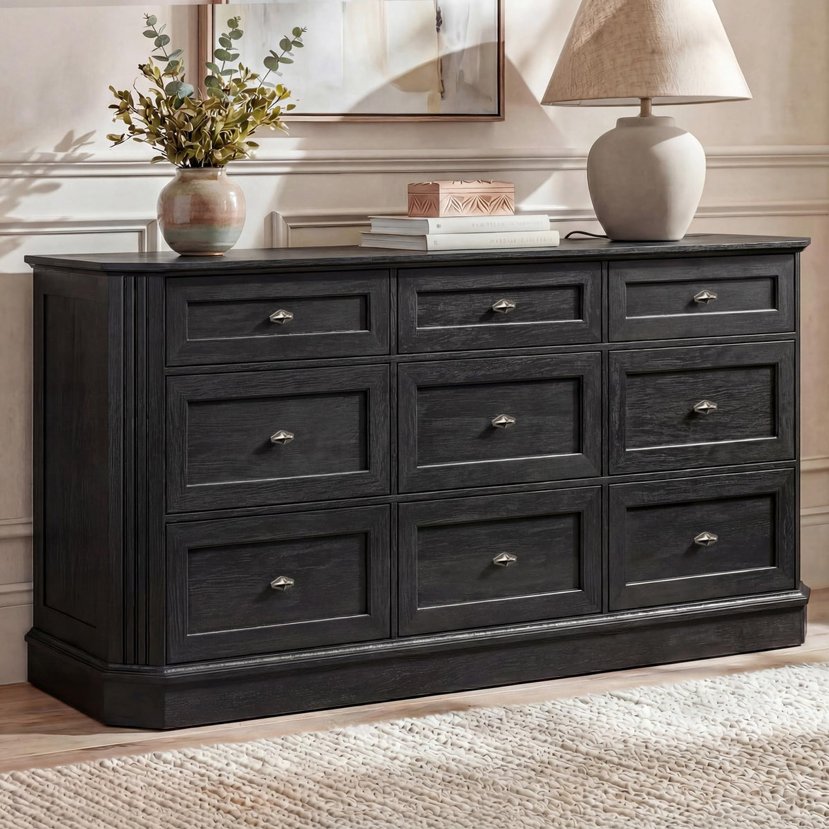 Black 9 Drawer Wood Dresser U380485