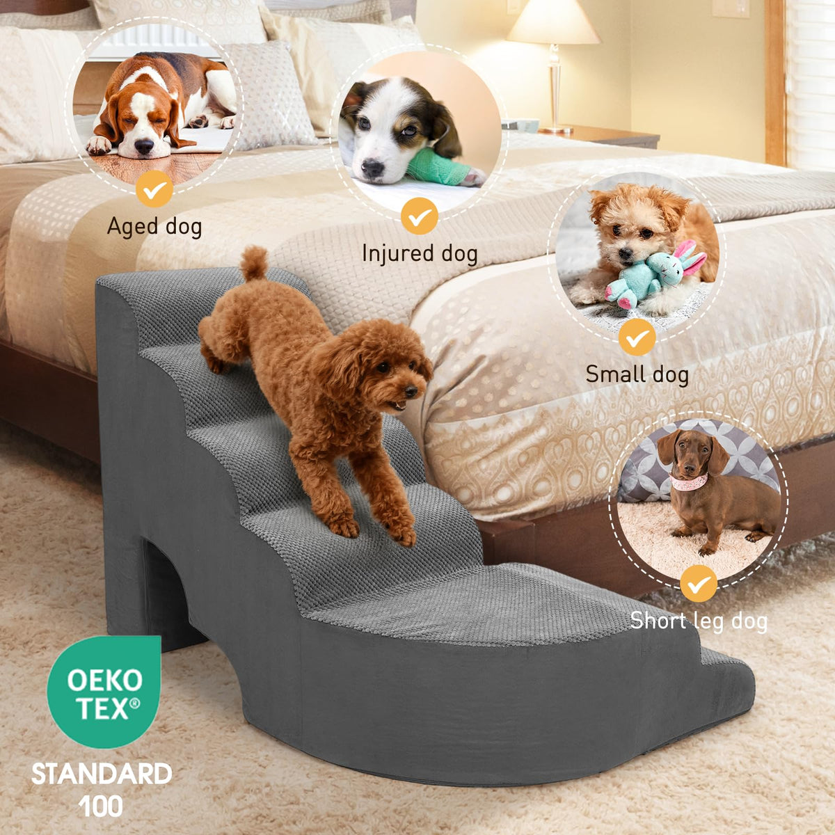 L Shaped 6 Steps Dog Stairs H653