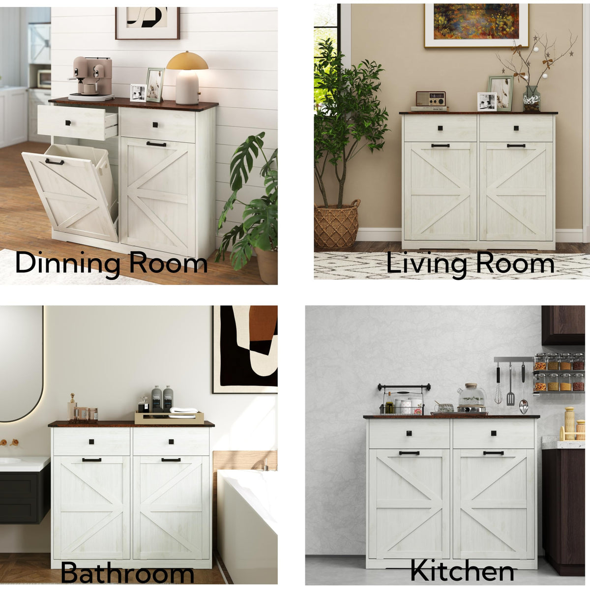 Double Tilt Out Trash Cabinet with Hideaway Drawer O14985