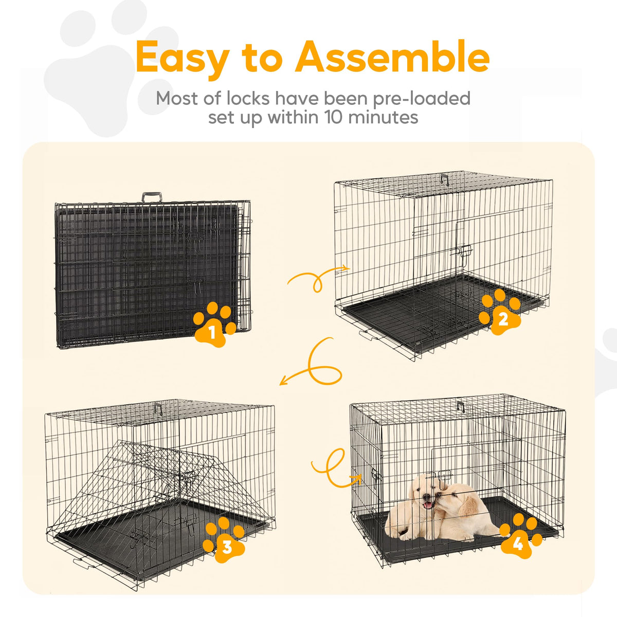 48 Inch Double Door Folding Metal Dog Crate with Divider P20758