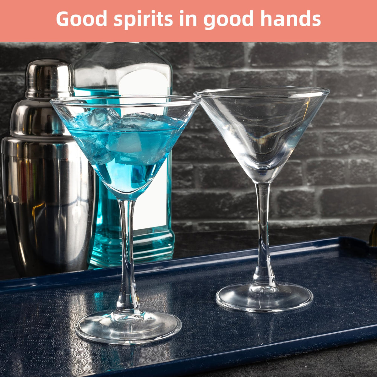 Martini Glasses Set of 7, 6 oz Reusable Cocktail Glasses with Stem H30568