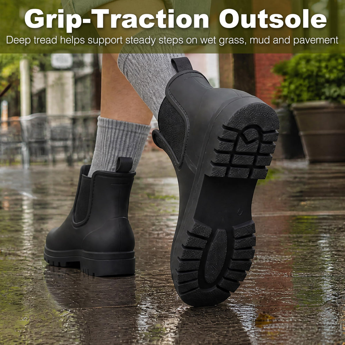 Short Waterproof Chelsea Ankle Rain Boots W4234