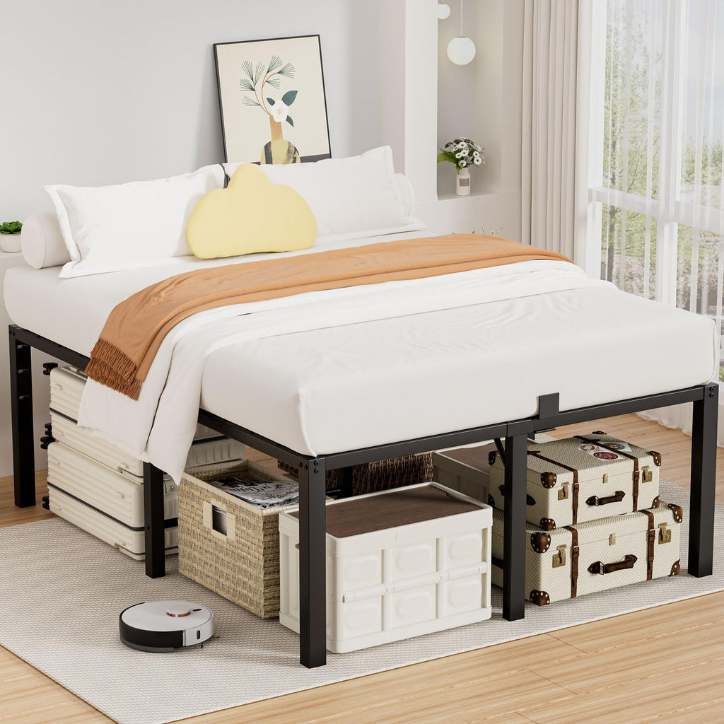 18 Inch Queen Size Black Metal Platform Bed Frame Z252178