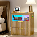 LED Nightstand with Charging Station and 2 Drawers M17262