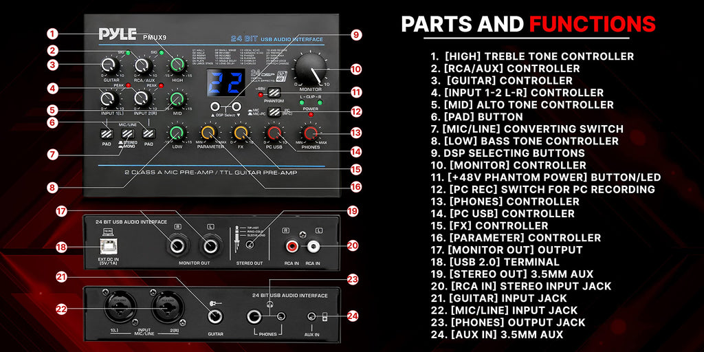 USB Audio Interface with Digital Effects and Phantom Power K629