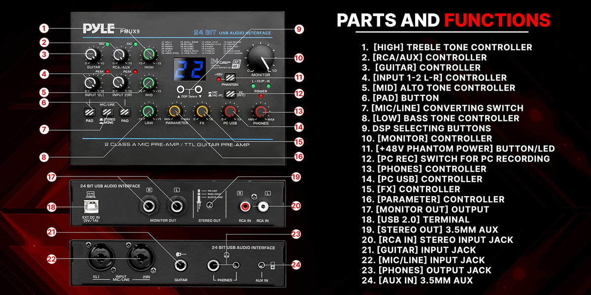 USB Audio Interface with Digital Effects and Phantom Power K629