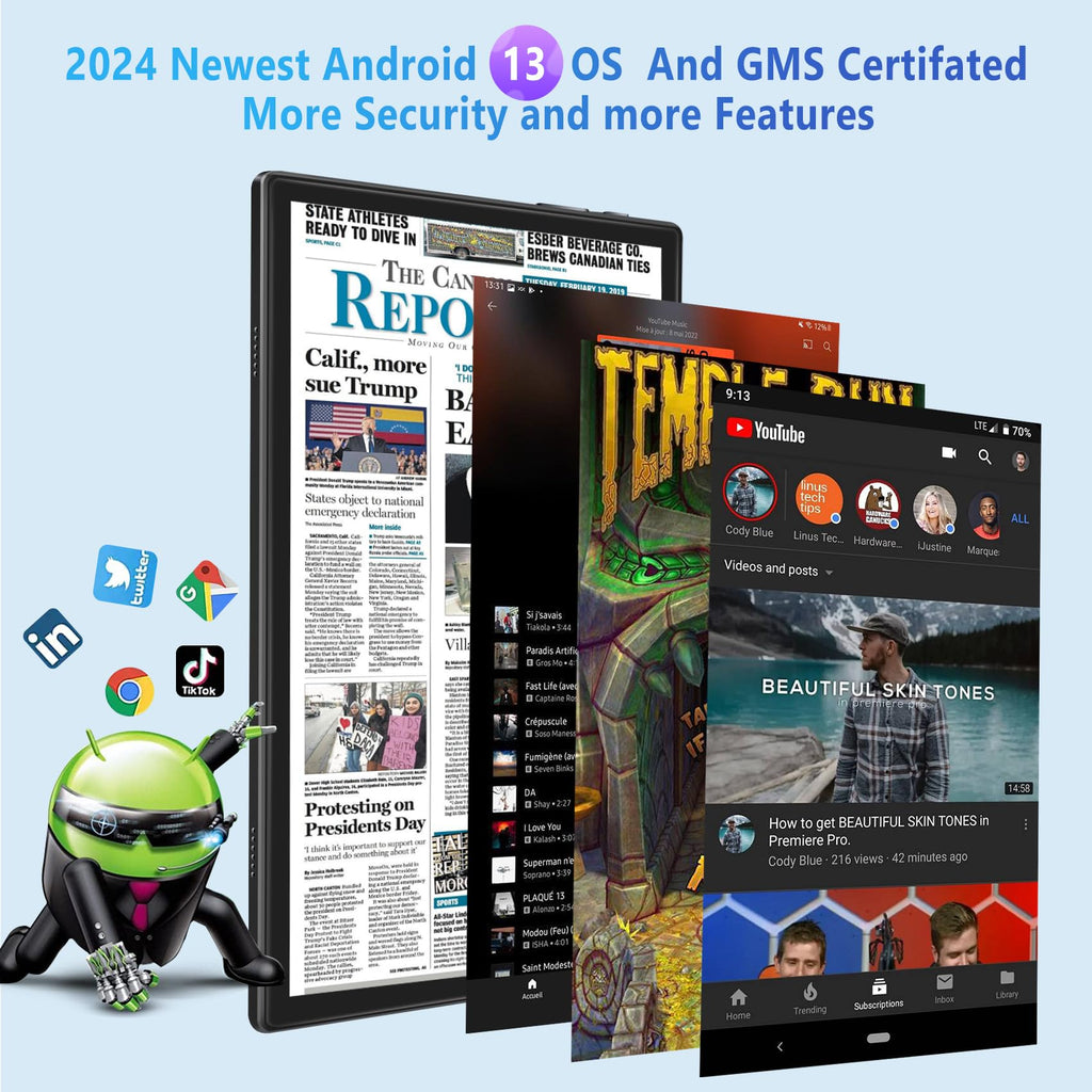 Black 12GB RAM 128GB ROM 10 Inch Android Tablet with Keyboard S847