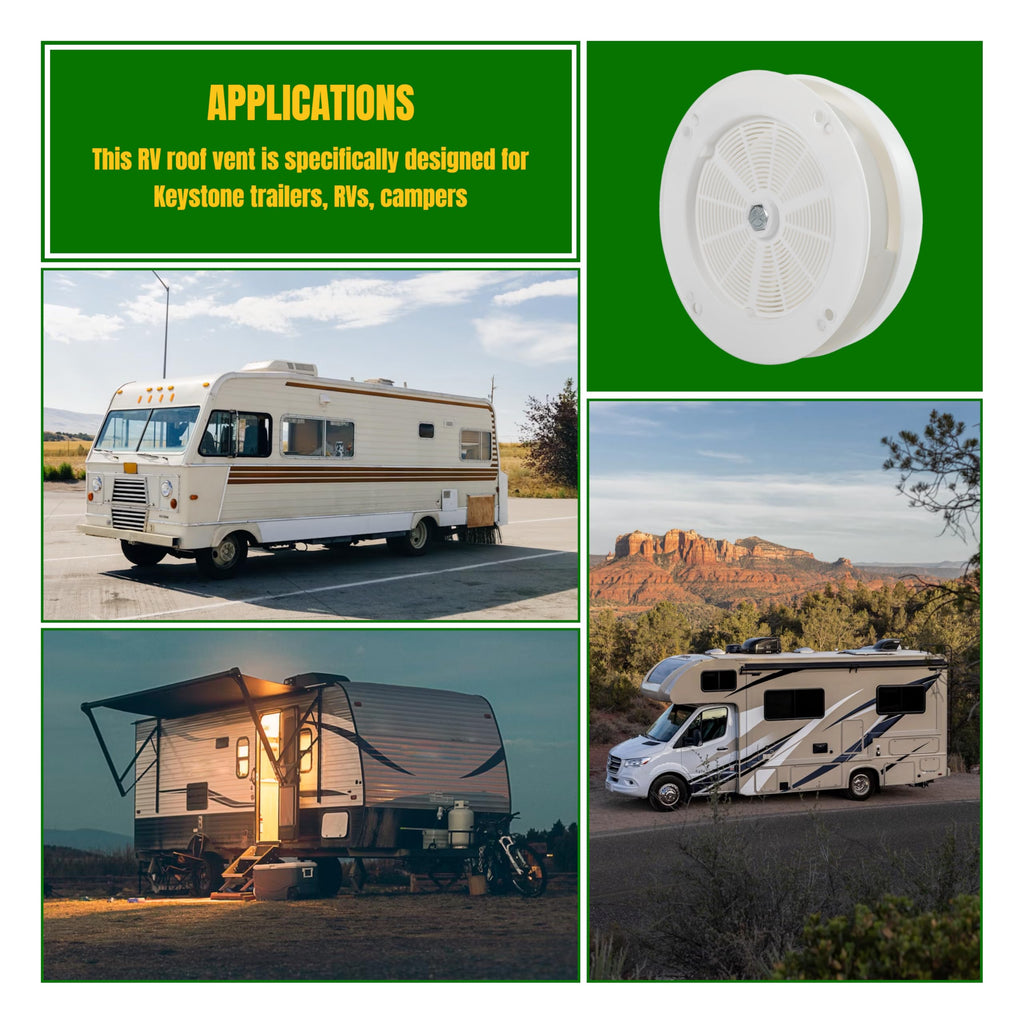 White RV Roof Mushroom Vent with Water Cover Guard Cap I887