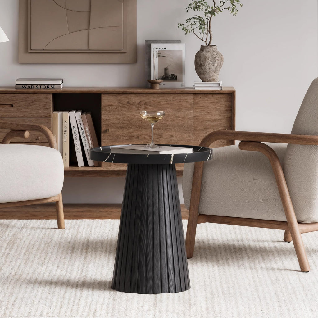 Black Marble Veneer Nesting Coffee Table Set of 2 O5983