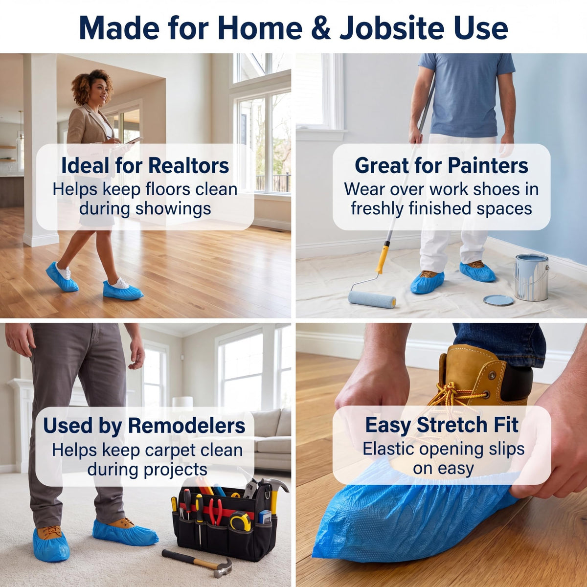 Blue Waterproof Disposable XL Shoe Covers J3899