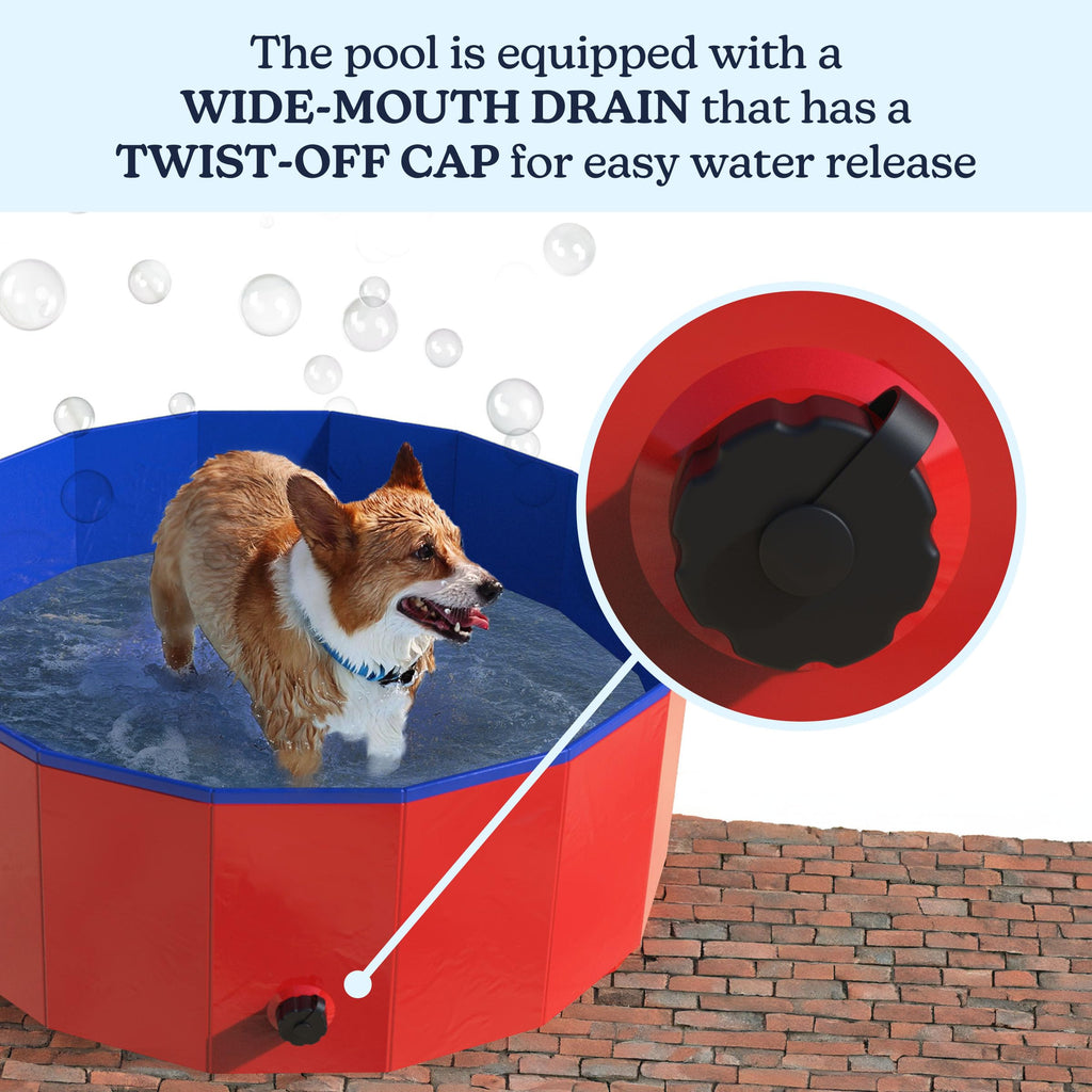 Foldable 30.5x12in PVC Dog Pool with Drain E2872