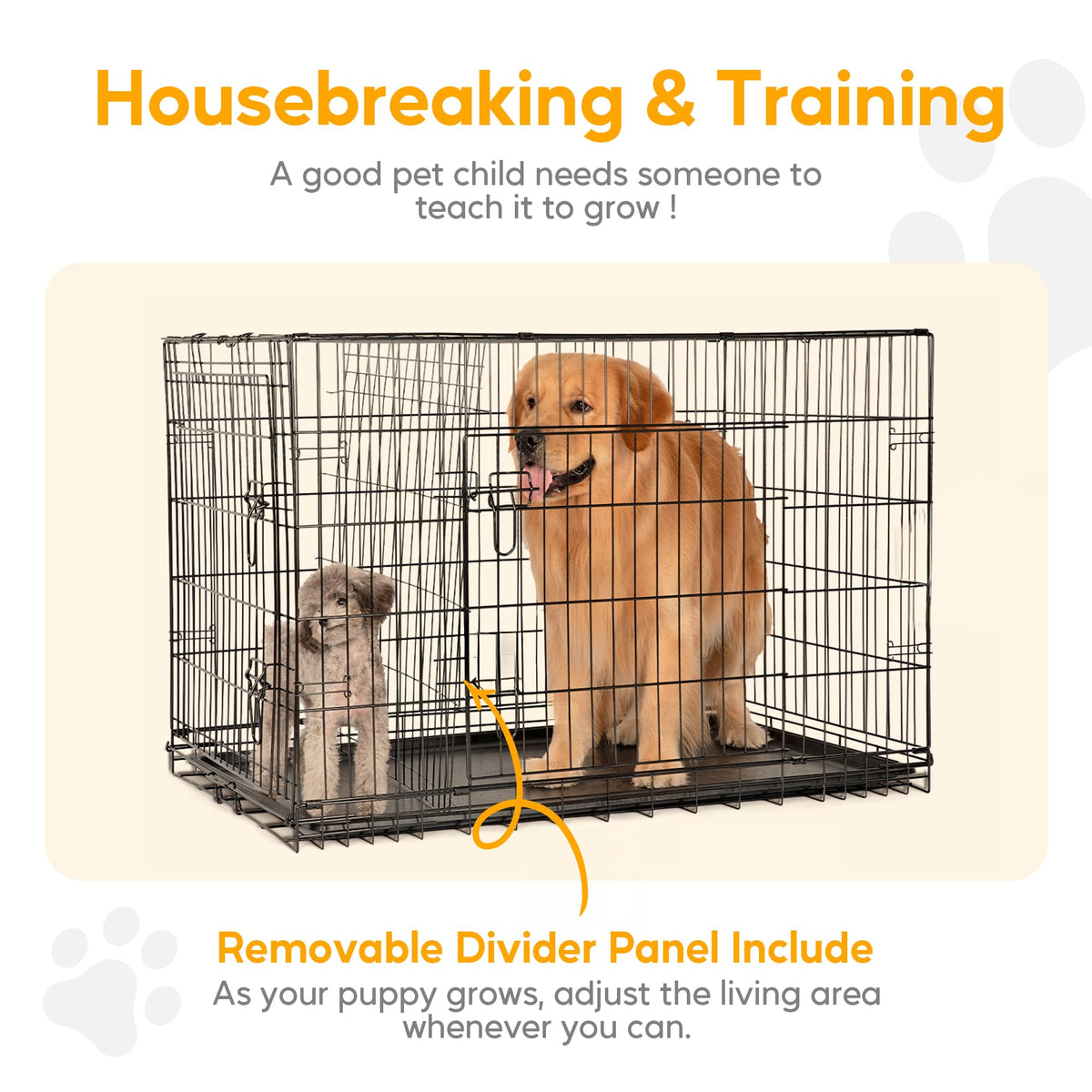 48 Inch Double Door Folding Metal Dog Crate with Divider P20758
