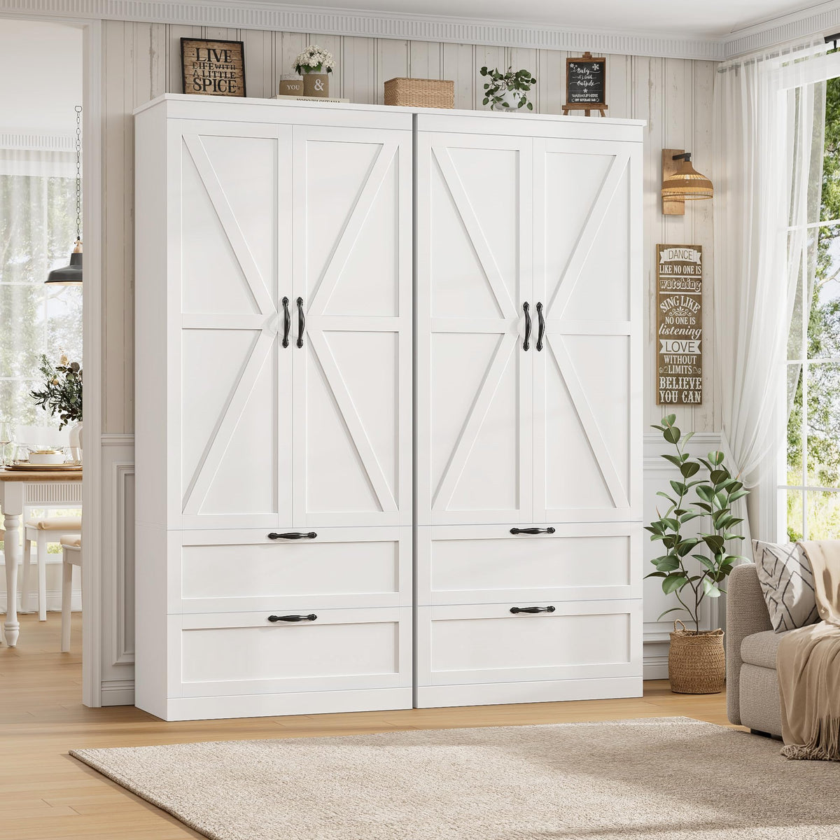 70" White Kitchen Pantry Storage Cabinet W3731