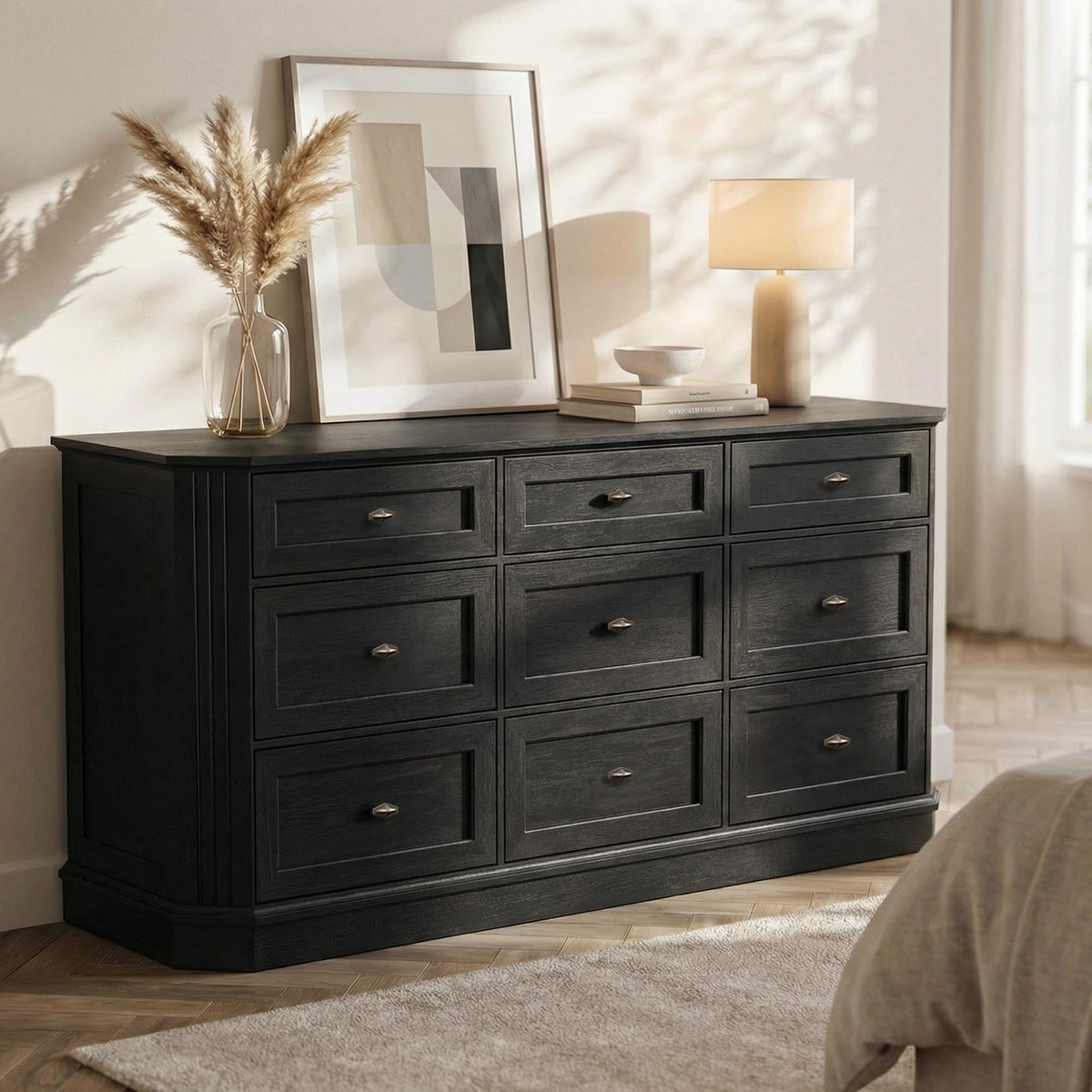 Black 9 Drawer Wood Dresser U380485