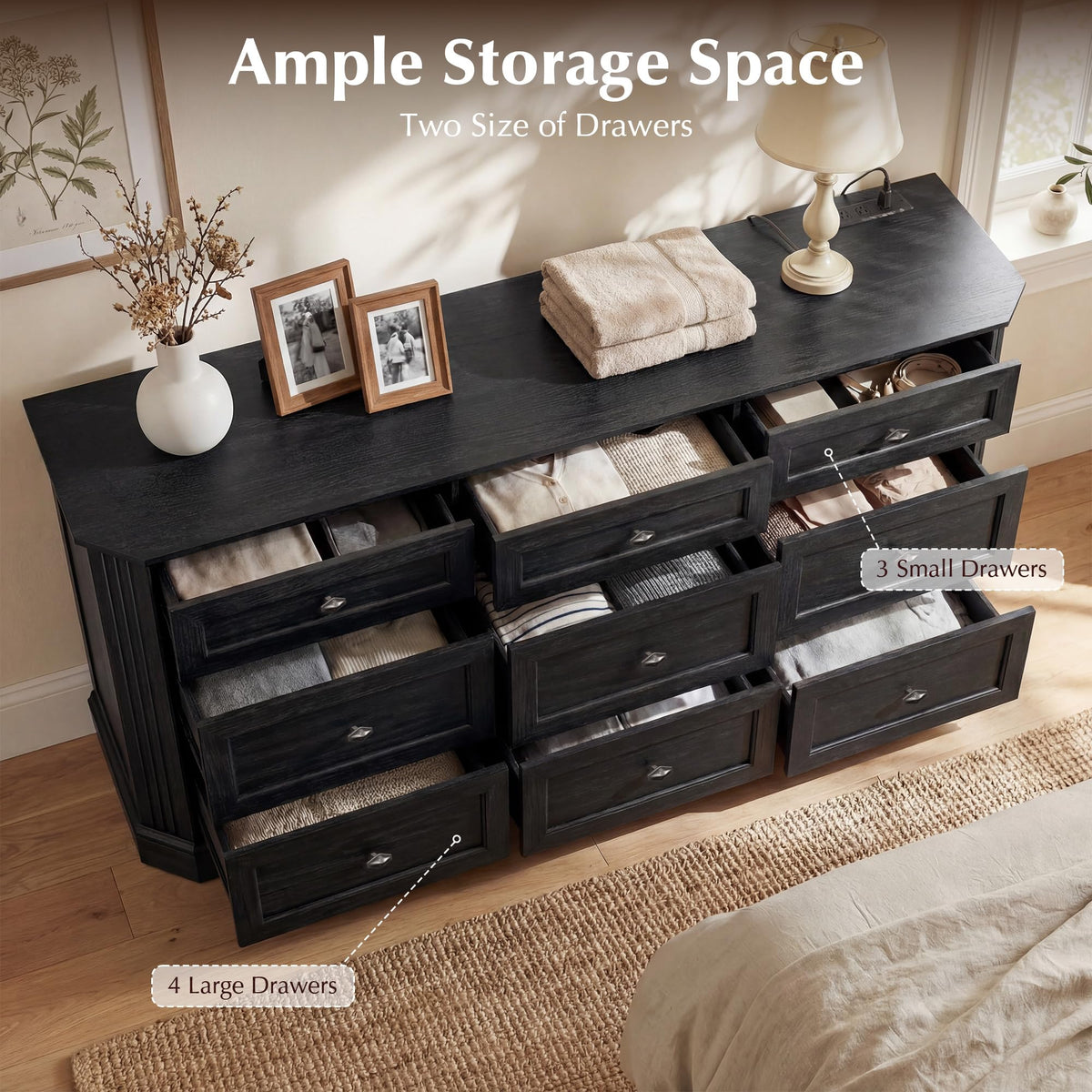 Black 9 Drawer Wood Dresser U380485