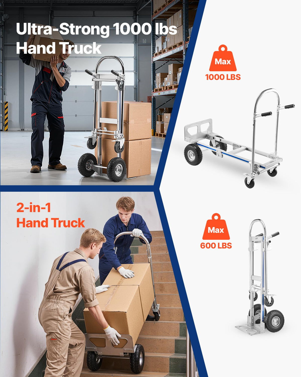 2 in 1 Convertible Hand Truck Dolly 1000 lbs L778208