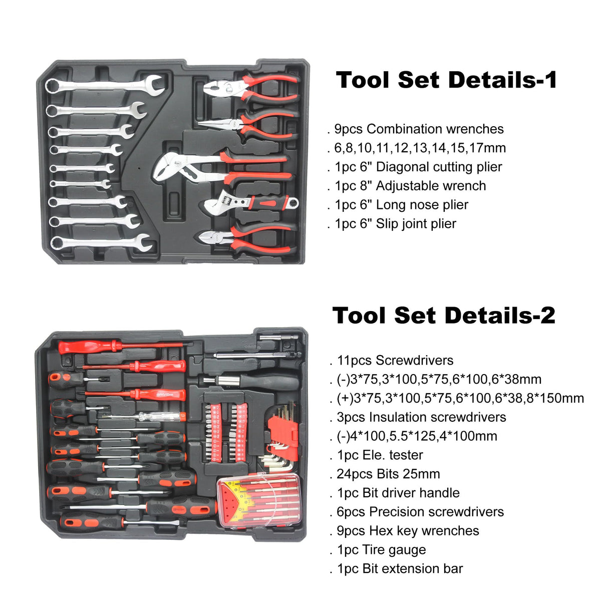 899pcs Rolling Tool Box Set with 4 Drawer Organizer Storage Case T987