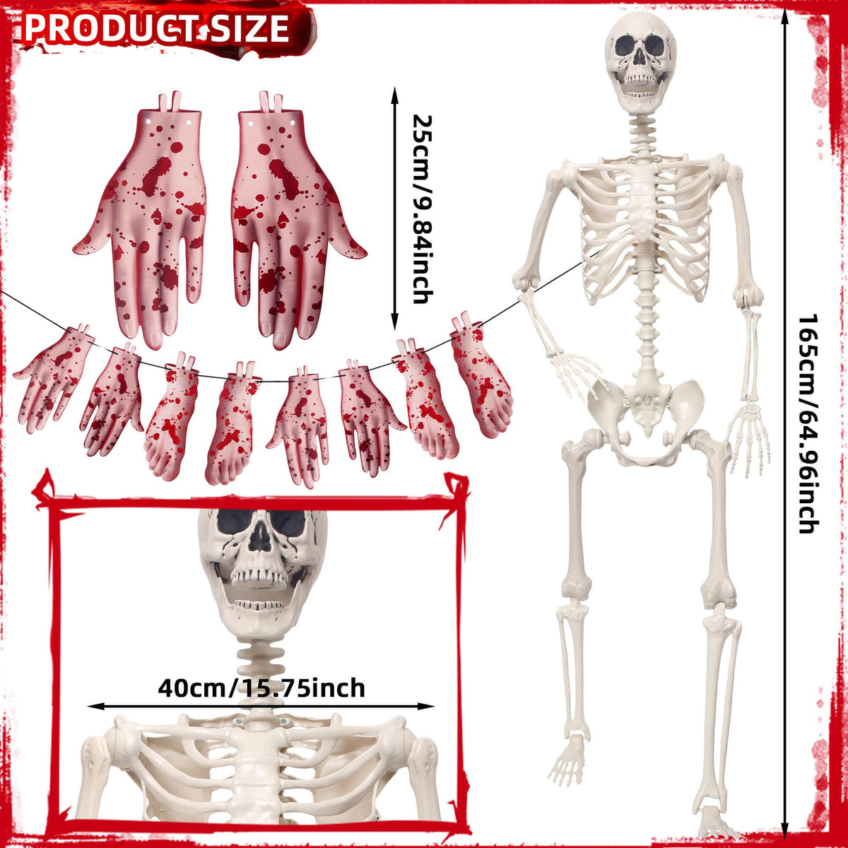 5.4Ft Poseable Skeleton Plastic Human Bones A560840