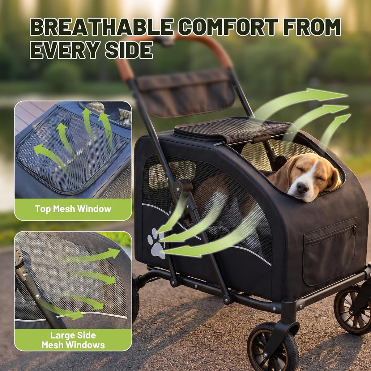 Foldable Dog Stroller for Large Dogs up to 110lbs P909100