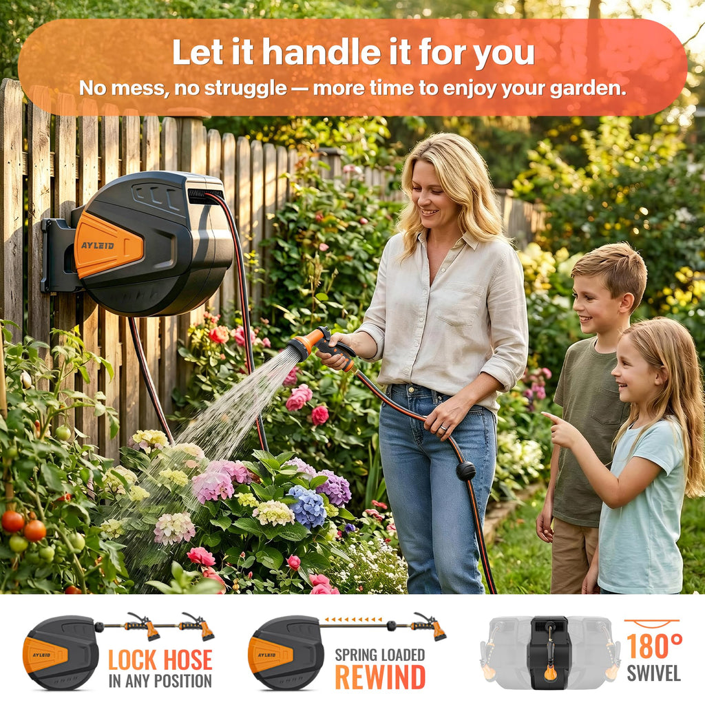 Retractable Rubber Garden Hose Reel S5837