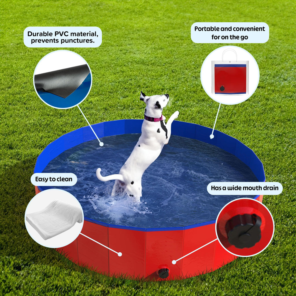 Foldable 30.5x12in PVC Dog Pool with Drain E2872