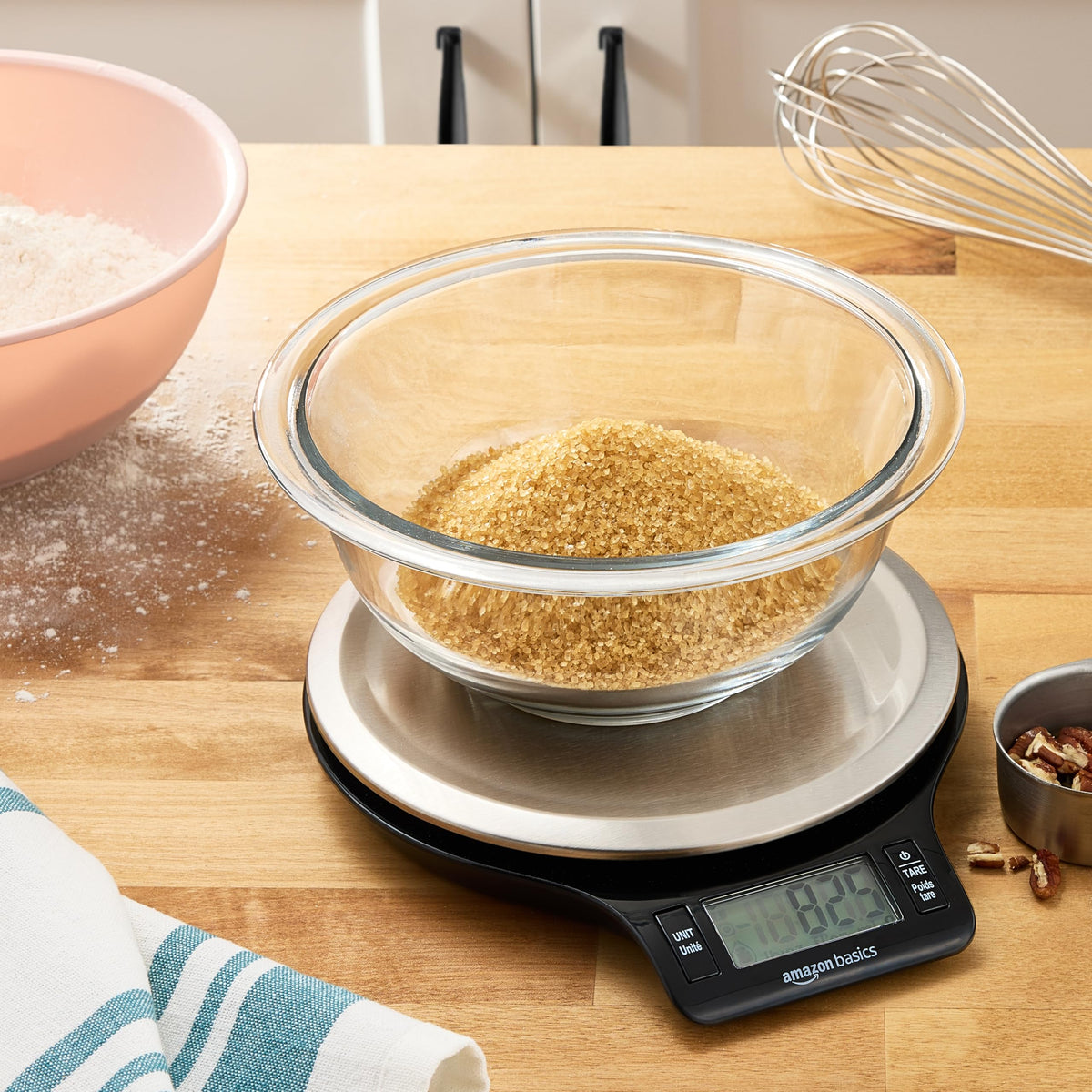 Digital Kitchen Scale with LCD Display, Black and Stainless Steel N51805