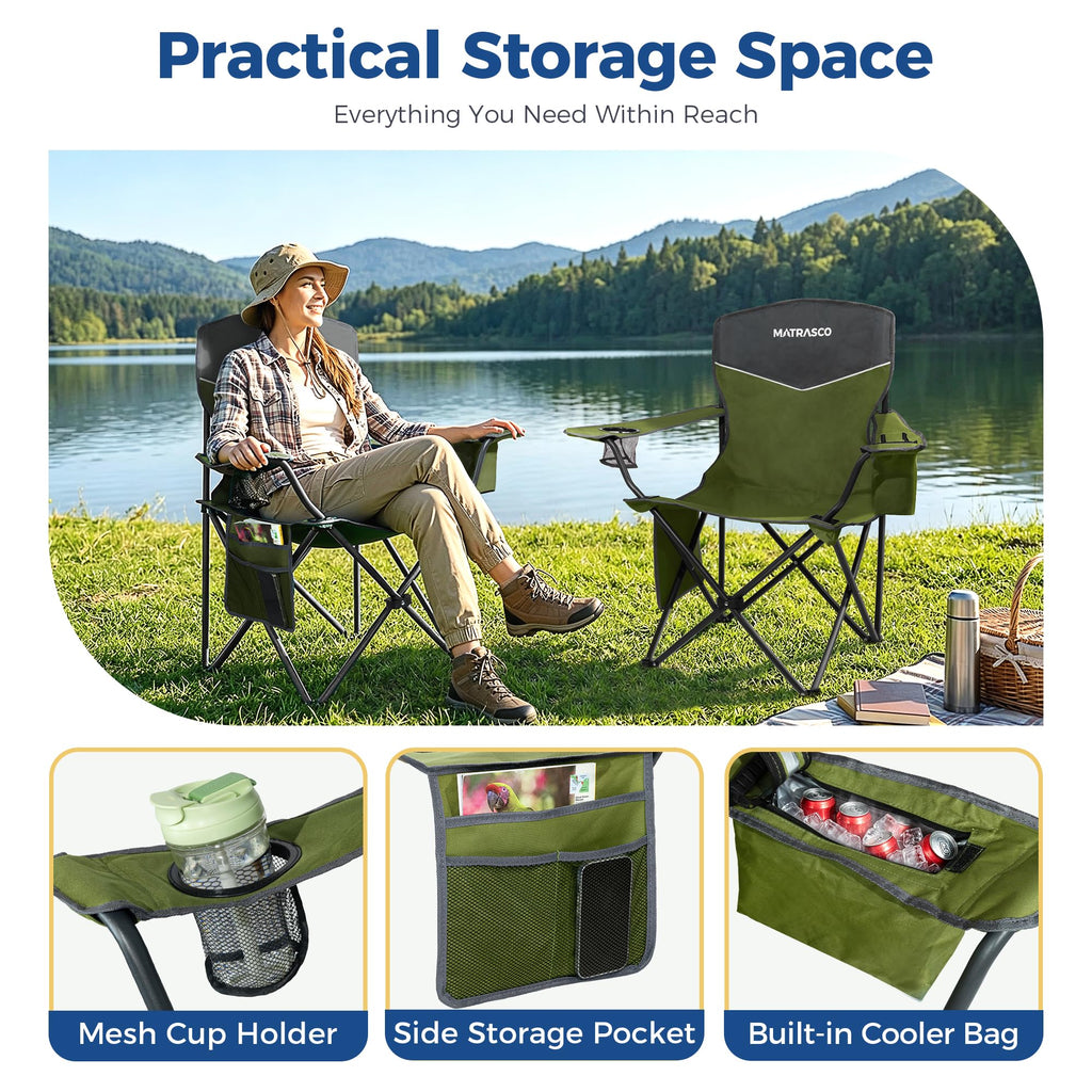 Green 2 Pack Folding Camping Chairs X853315