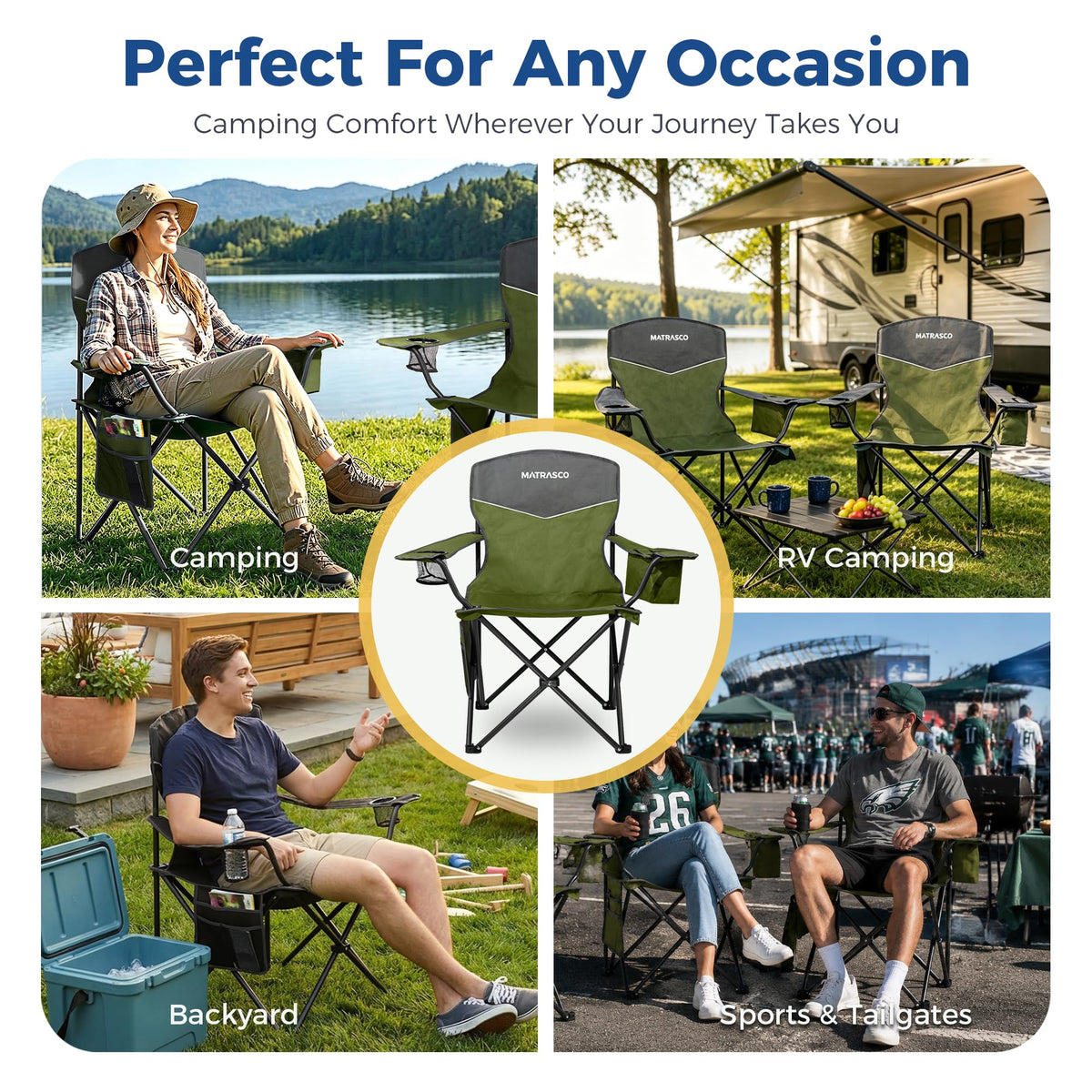 Green 2 Pack Folding Camping Chairs X853315