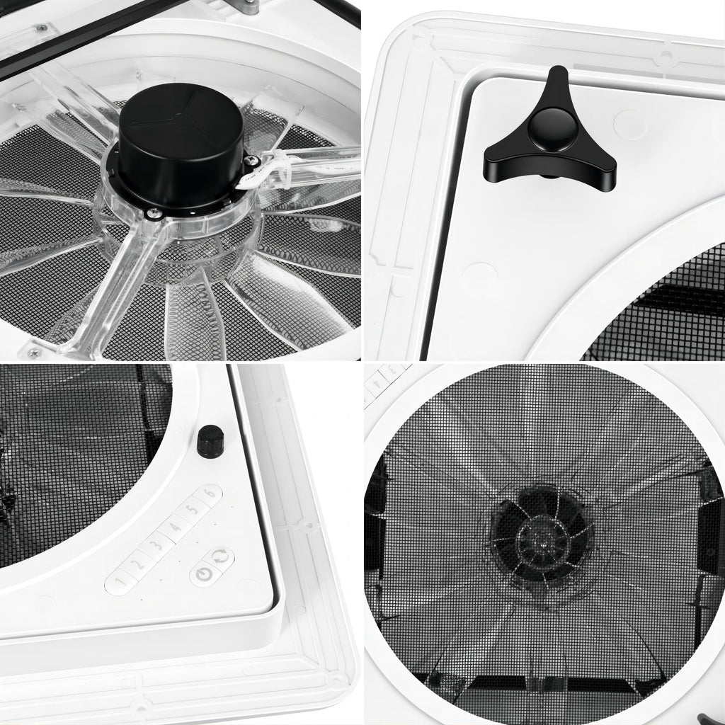 RV Roof Vent Fan 6-Speed-Reversible White D491305