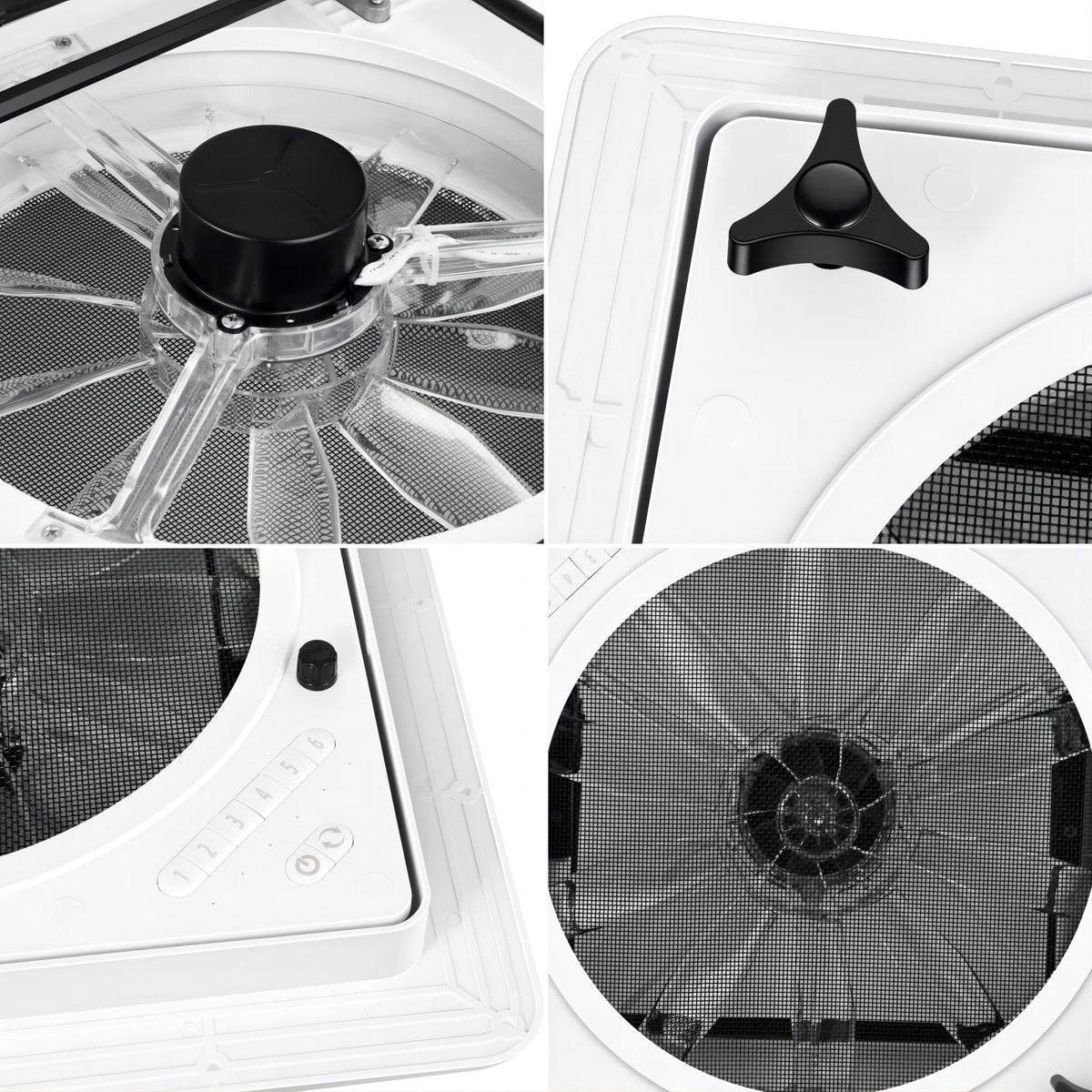 RV Roof Vent Fan 6-Speed-Reversible White D491305
