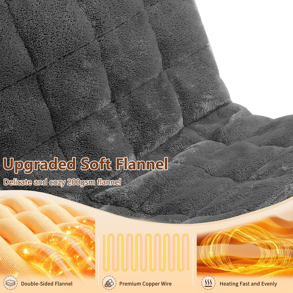 Weighted Electric Heating Pad with Massager 12"x24" Dark Grey Z6343