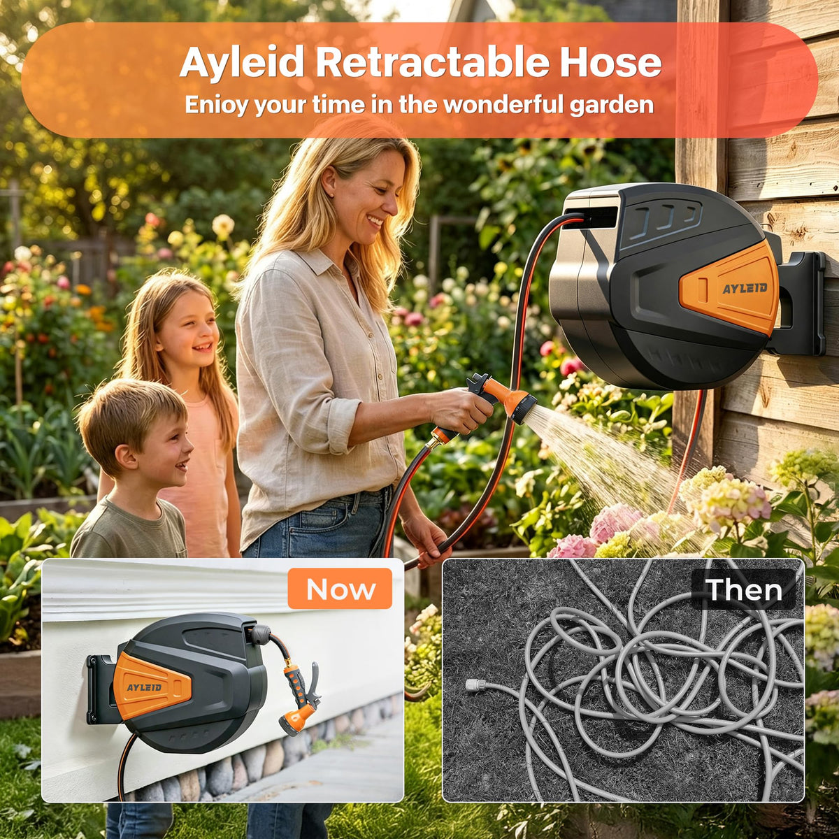 Retractable Rubber Garden Hose Reel S5837