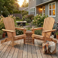 Set of 2 Light Brown Folding Wood Adirondack Chairs J47217
