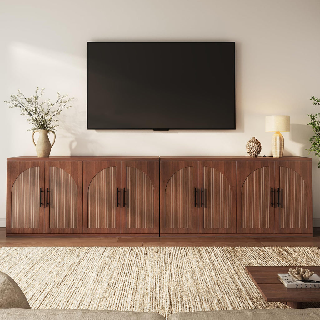 63" Fluted Walnut Credenza with Adjustable Shelf V415