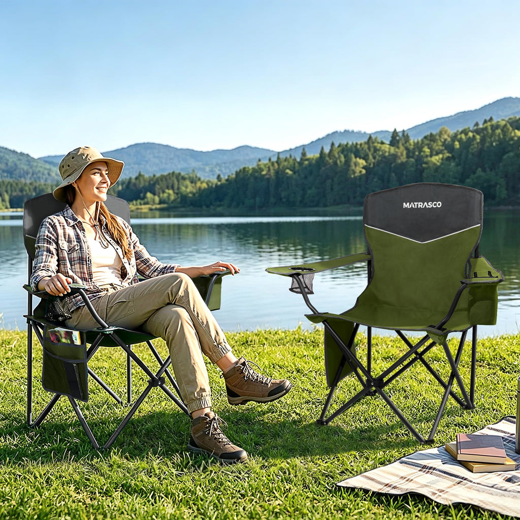 Green 2 Pack Folding Camping Chairs X853315