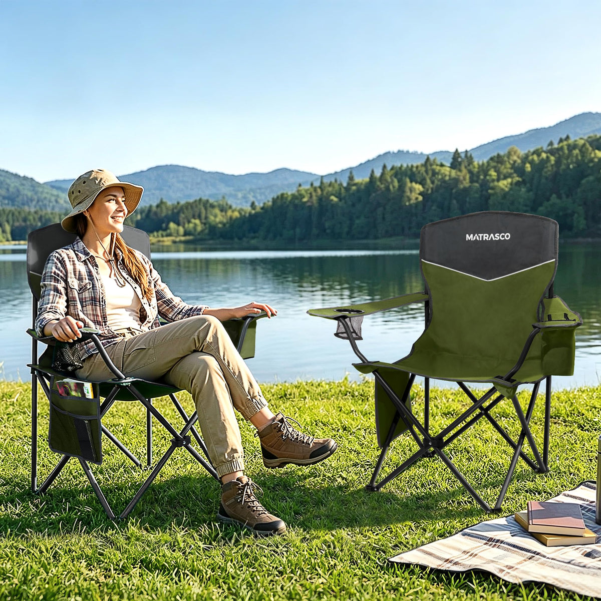 Green 2 Pack Folding Camping Chairs X853315