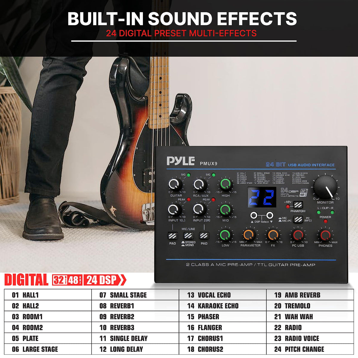 USB Audio Interface with Digital Effects and Phantom Power K629