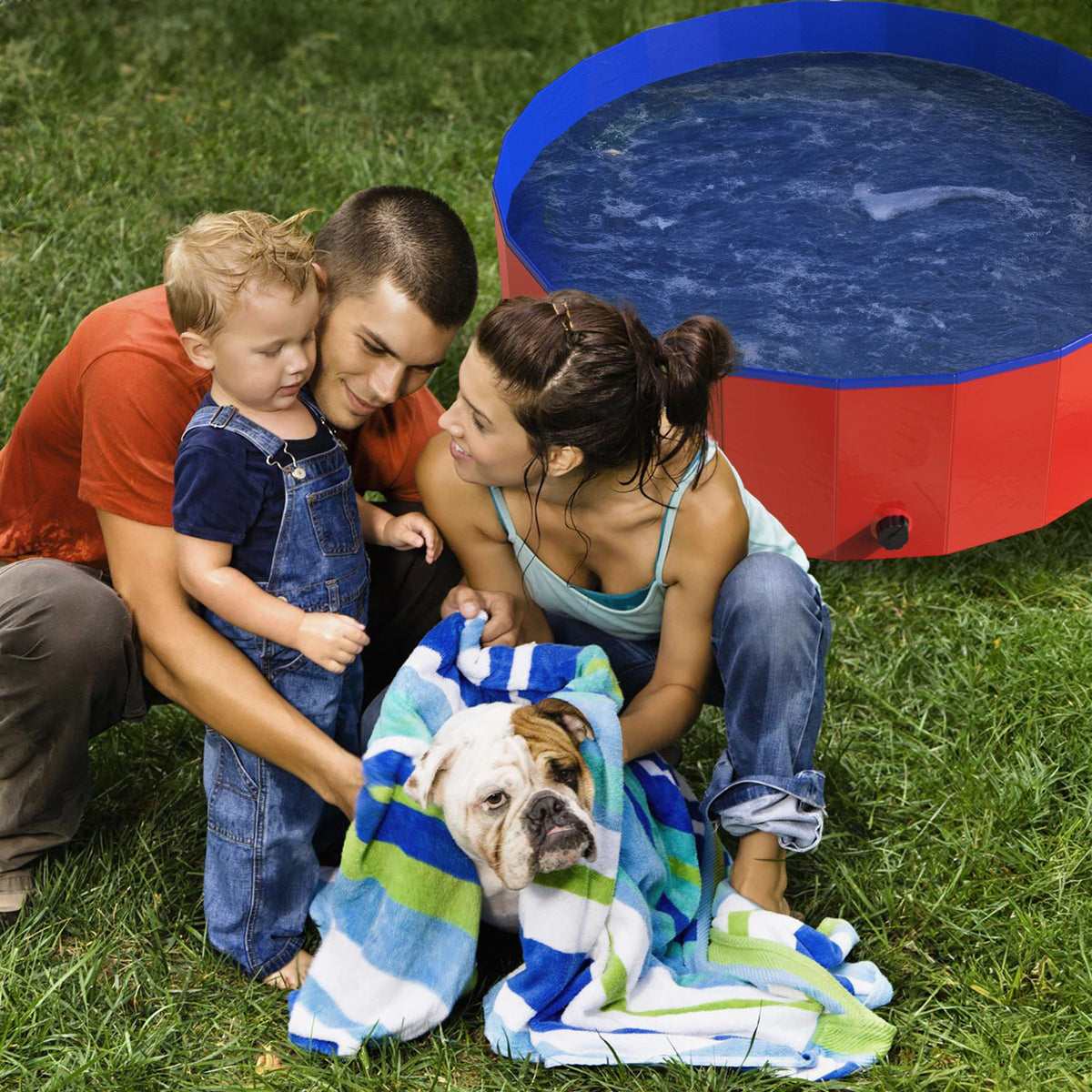 Foldable 30.5x12in PVC Dog Pool with Drain E2872